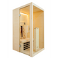 Mínima sauna de infrarrojos con puerta de cristal.