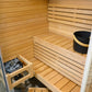 Sauna Sirius Corner con cubo y piedras.