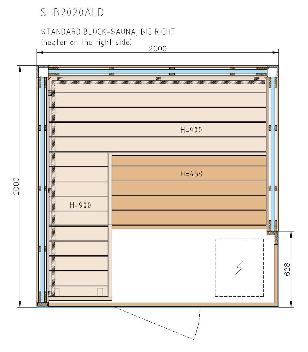 Diseño de cabina de sauna Harvia Block