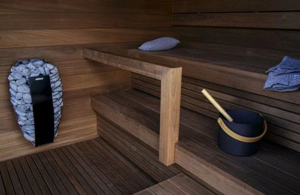 Calentador eléctrico Harvia Spirit con cubo y piedras de sauna