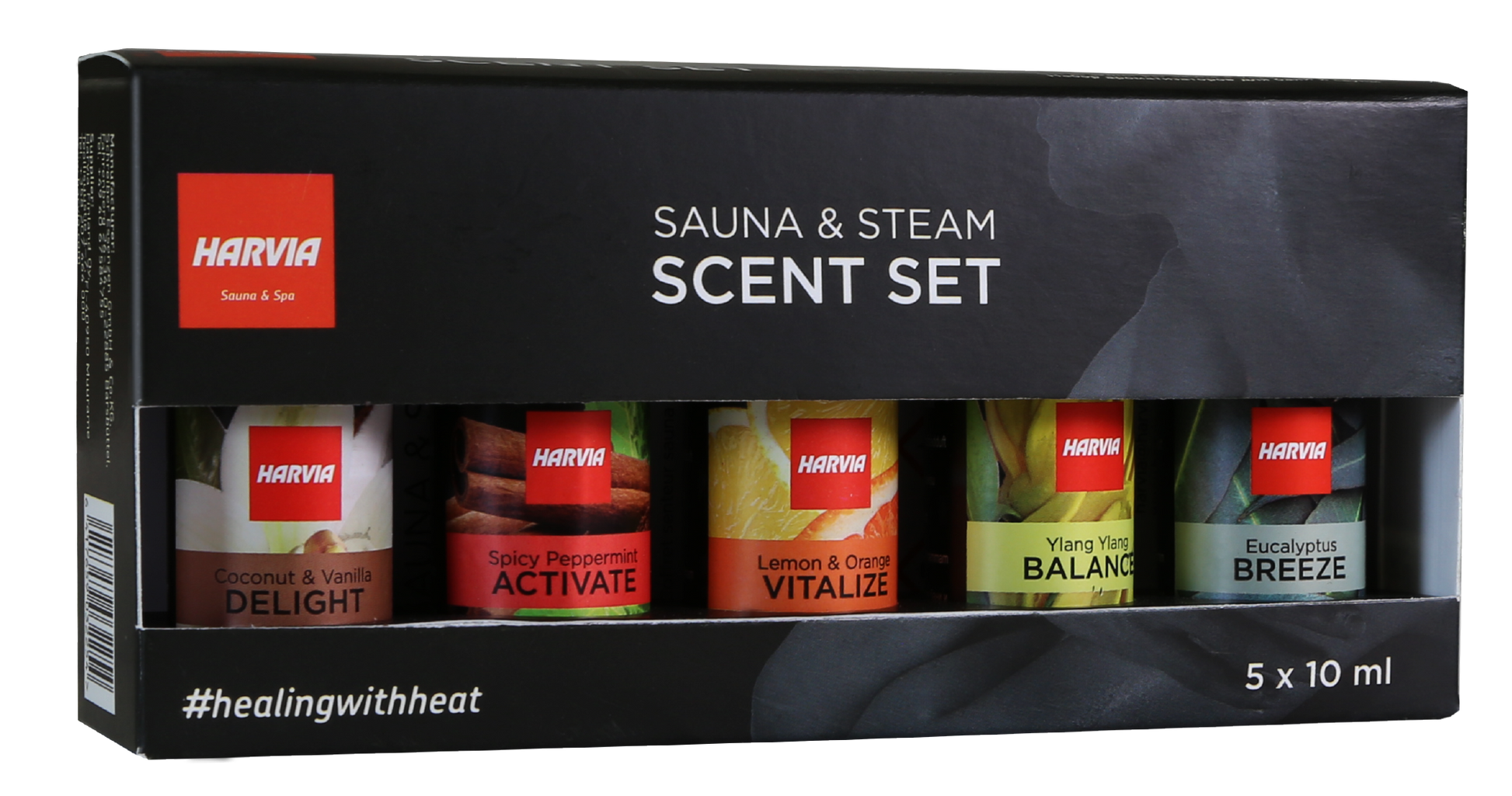 Aromas de sauna y vapor Harvia en un pack.