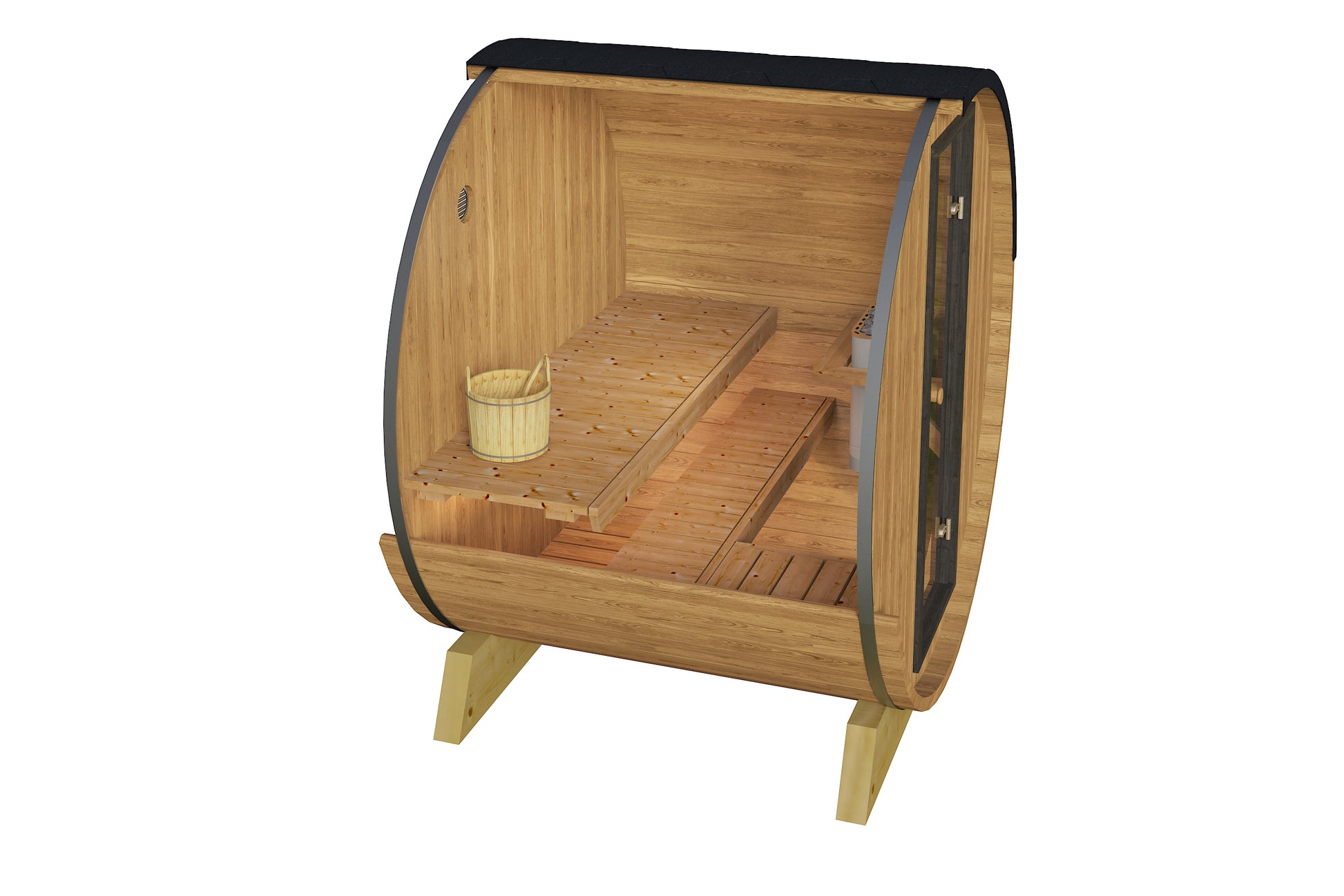 Saunamo Sauna de barril Barril 160 con cubo de madera.