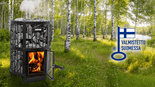 Aquecedor a lenha - Harvia Legend 240 em funcionamento.