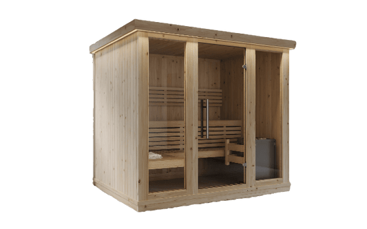 Sauna Interior Grande com porta de vidro temperado.