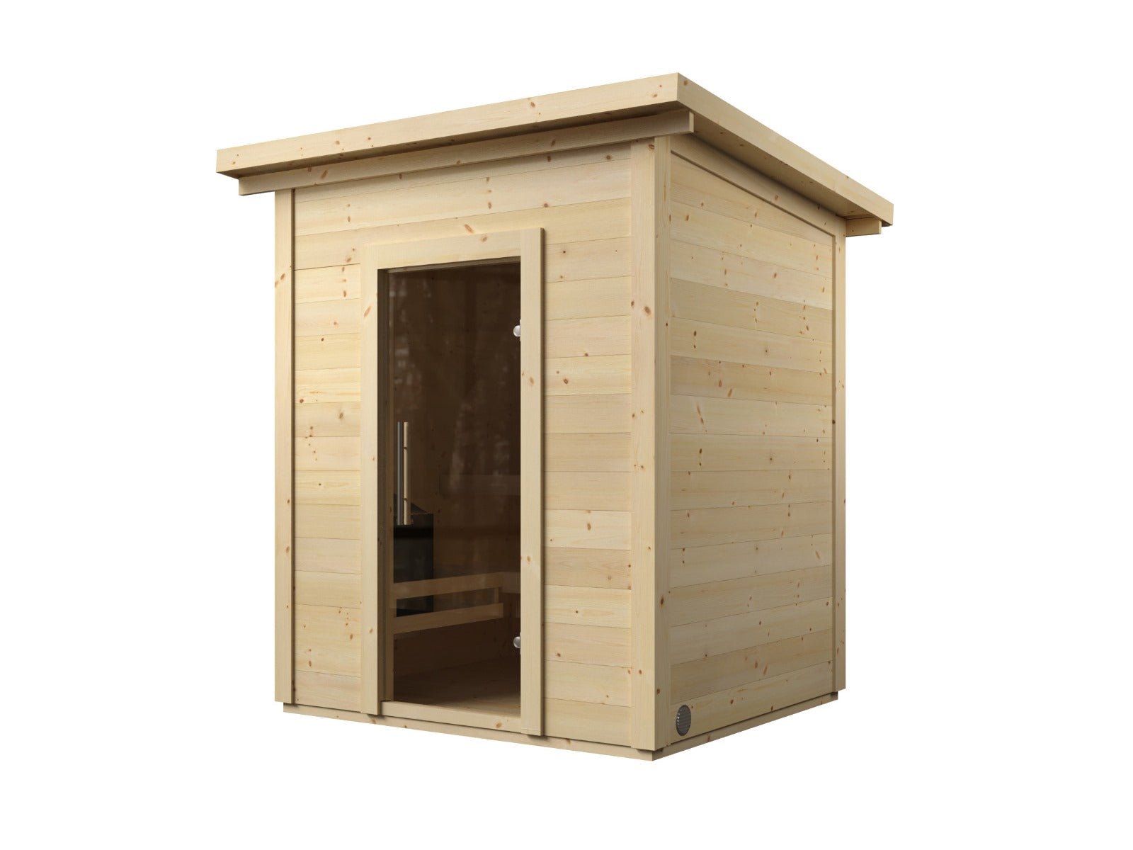 Saunamo Box - Sauna de madera con puerta de cristal.