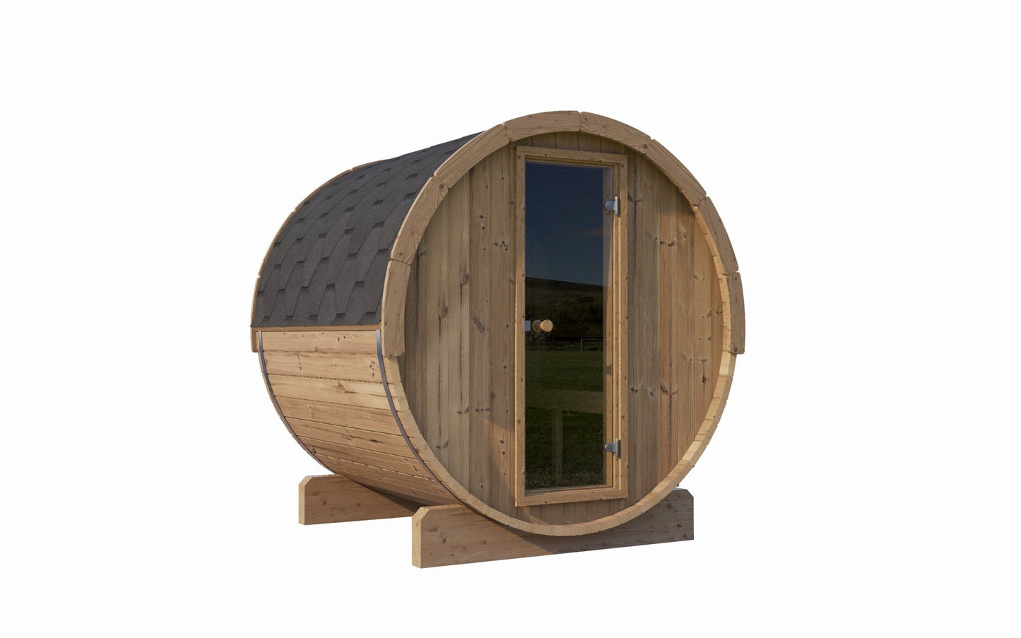 Saunamo Sauna de barril Ergo con puerta.